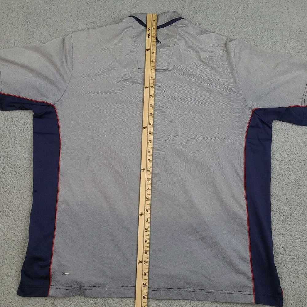 Adidas Polo Shirt Mens XL Gray Golf Climacool Short Sleeve Logo Stretch Striped‎